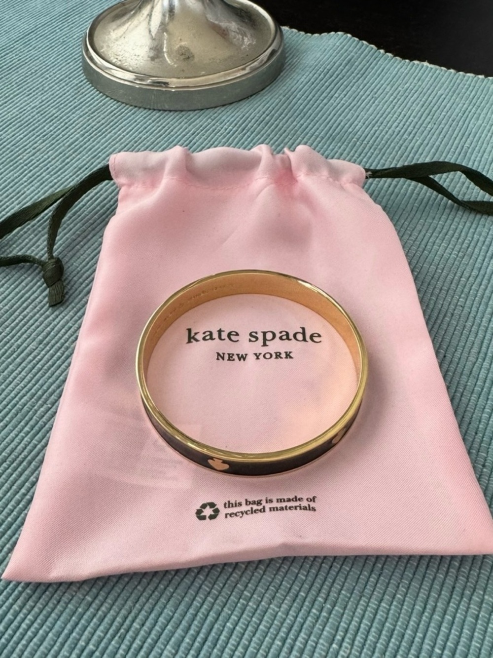 kate spade Black and Gold Enamel Logo Bracelet